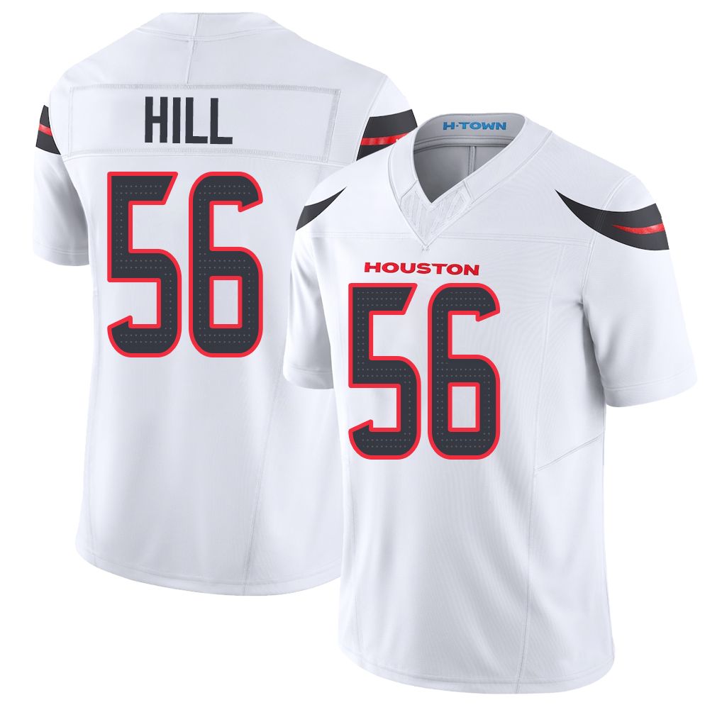 Houston #56 Hill Player Football V Neck Short Sleeve White Jersey Jamal For Men Youth Women Gift