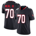 Houston #70 Neal III Player Football V Neck Short Sleeve Navy Jersey James For Men Youth Women Gift