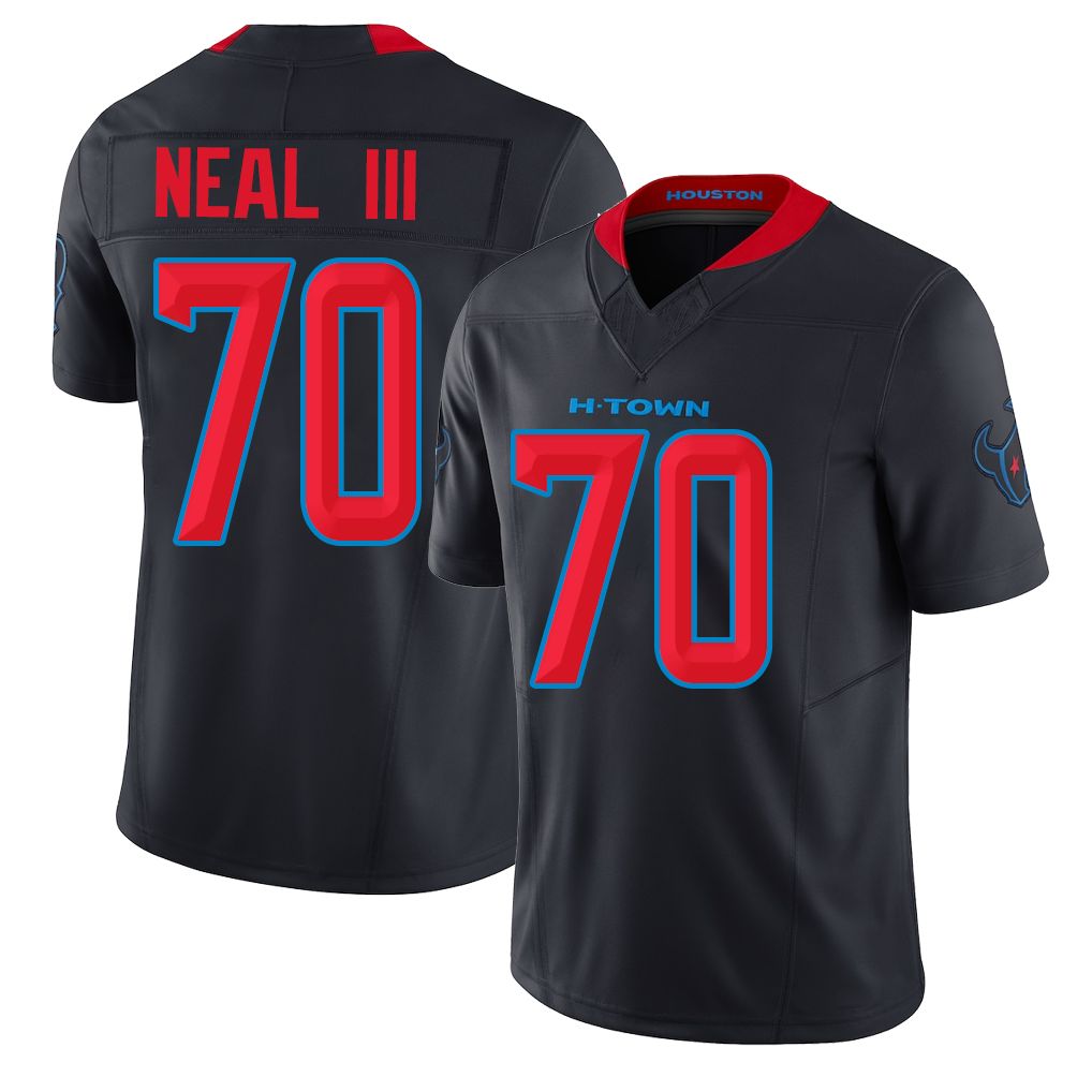 Houston #70 Neal III Player Football V Neck Short Sleeve Jersey Navy James For Men Youth Women Gift