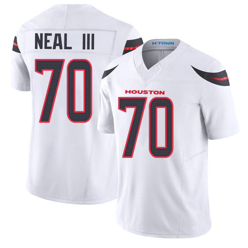 Houston #70 Neal III Player Football V Neck Short Sleeve White Jersey James For Men Youth Women Gift
