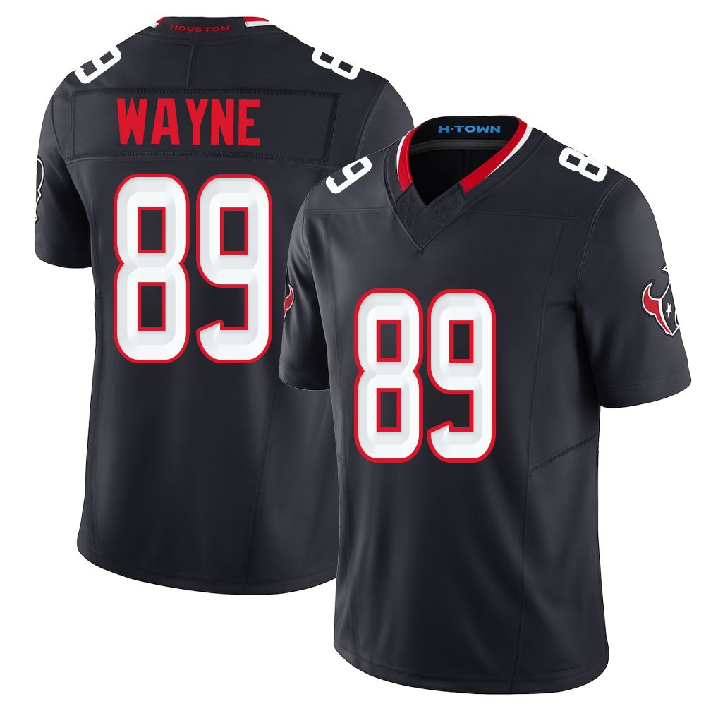Houston #89 Wayne Player Football V Neck Short Sleeve Navy Jersey Jared For Men Youth Women Gift