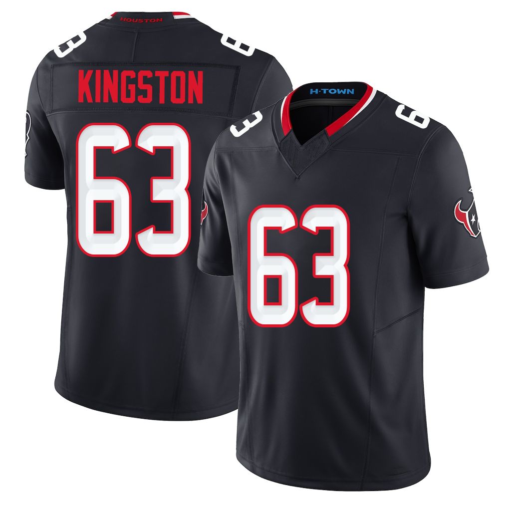 Houston #63 Kingston Player Football V Neck Short Sleeve Navy Jersey Jarrett For Men Youth Women Gift