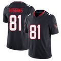 Houston #81 Higgins Player Football V Neck Short Sleeve Navy Jersey Jayden For Men Youth Women Gift