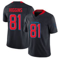 Houston #81 Higgins Player Football V Neck Short Sleeve Jersey Navy Jayden For Men Youth Women Gift