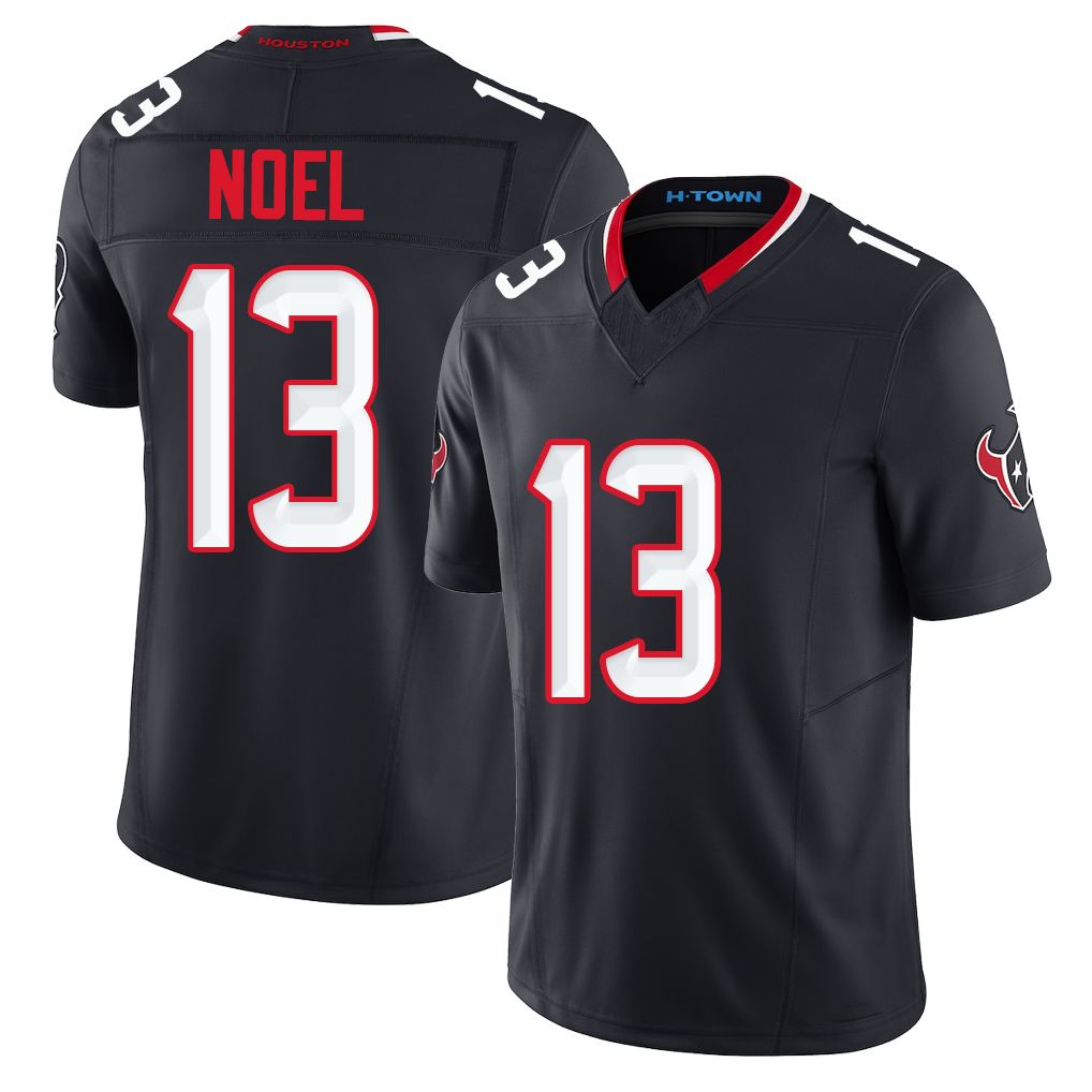 Houston #13 Noel Player Football V Neck Short Sleeve Navy Jersey Jaylin For Men Youth Women Gift