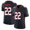 Houston #22 Smith Player Football V Neck Short Sleeve Navy Jersey Jaylin For Men Youth Women Gift