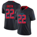 Houston #22 Smith Player Football V Neck Short Sleeve Jersey Navy Jaylin For Men Youth Women Gift