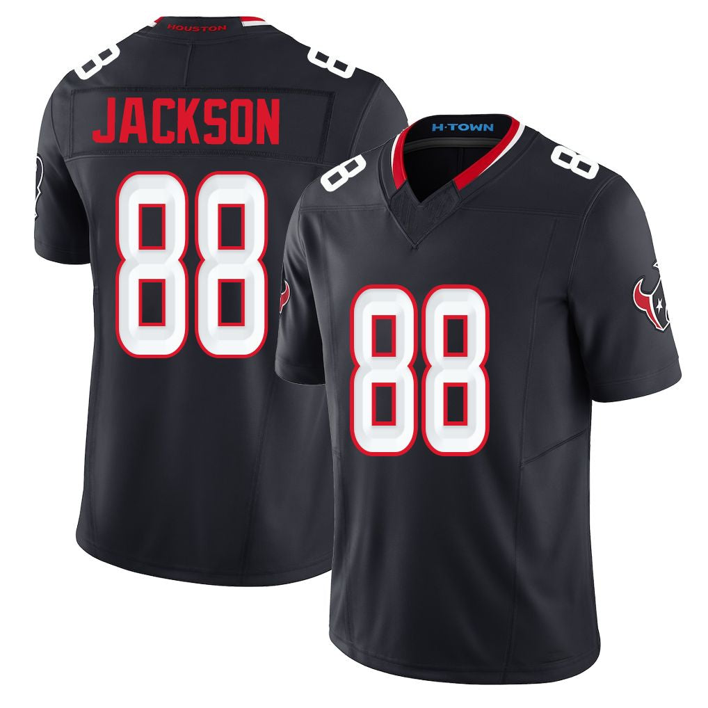 Houston #88 Jackson Player Football V Neck Short Sleeve Navy Jersey Jha'Quan For Men Youth Women Gift