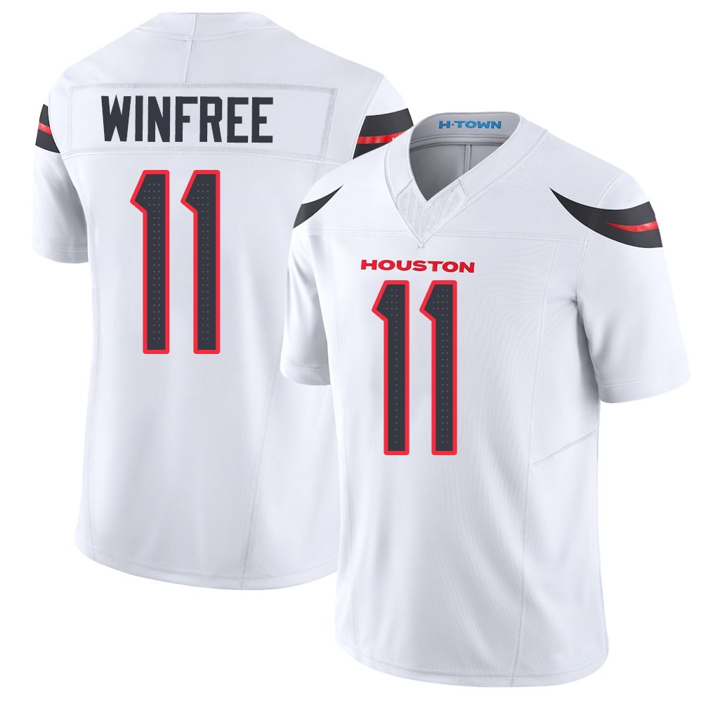 Houston #11 Winfree Player Football V Neck Short Sleeve White Jersey Juwann For Men Youth Women Gift
