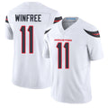Houston #11 Winfree Player Football V Neck Short Sleeve White Jersey Juwann For Men Youth Women Gift