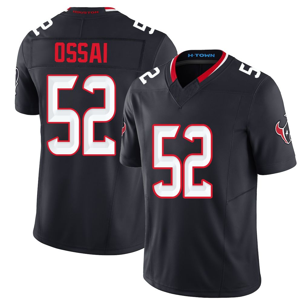 Houston #52 Ossai Player Football V Neck Short Sleeve Navy Jersey K.C. For Men Youth Women Gift