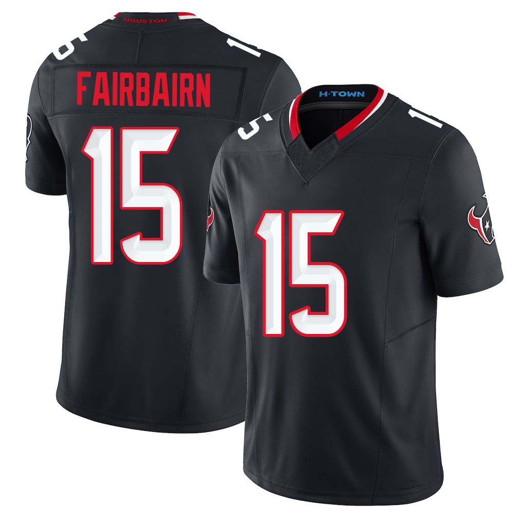 Houston #15 Fairbairn Player Football V Neck Short Sleeve Navy Jersey Ka'imi For Men Youth Women Gift