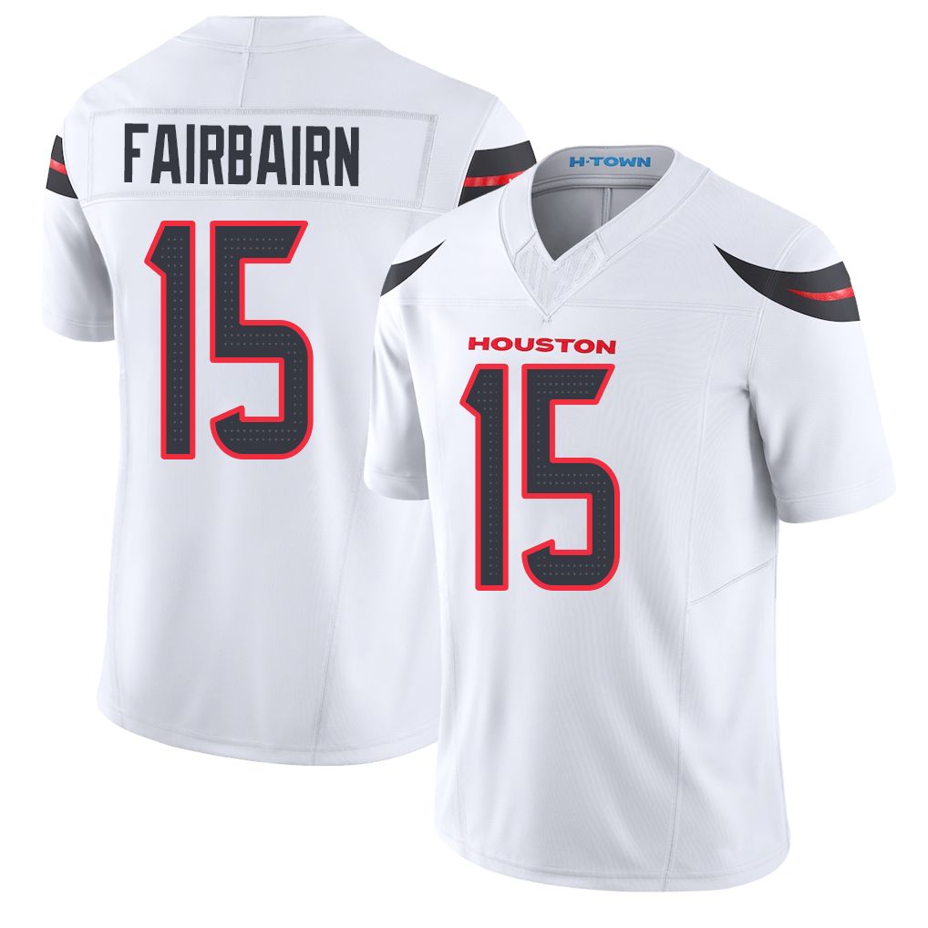 Houston #15 Fairbairn Player Football V Neck Short Sleeve White Jersey Ka'imi For Men Youth Women Gift