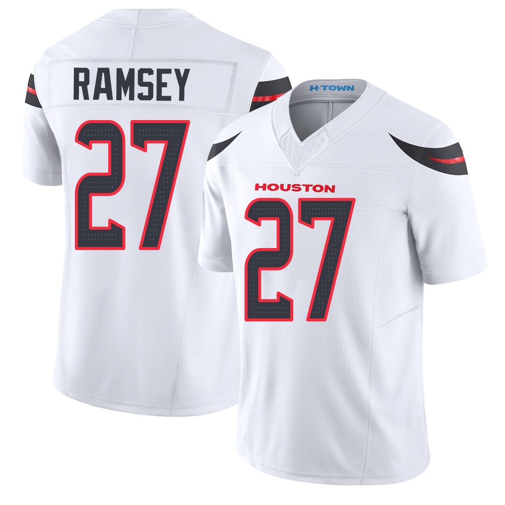 Houston #27 Ramsey Player Football V Neck Short Sleeve White Jersey Kamari For Men Youth Women Gift