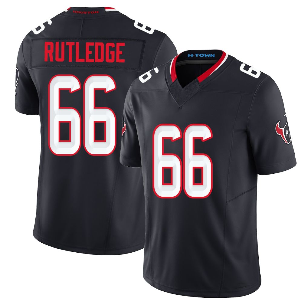 Houston #66 Rutledge Player Football V Neck Short Sleeve Navy Jersey Keylan For Men Youth Women Gift