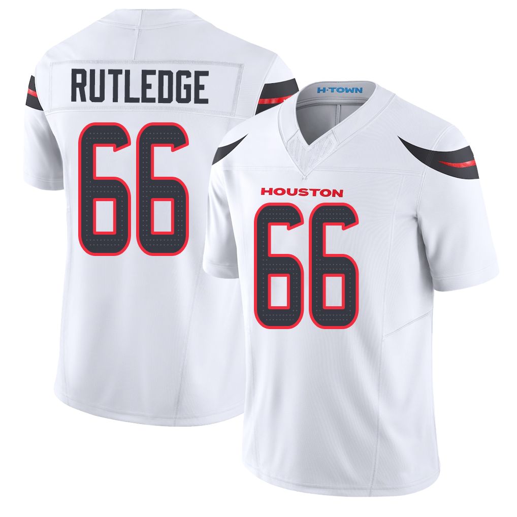 Houston #66 Rutledge Player Football V Neck Short Sleeve White Jersey Keylan For Men Youth Women Gift