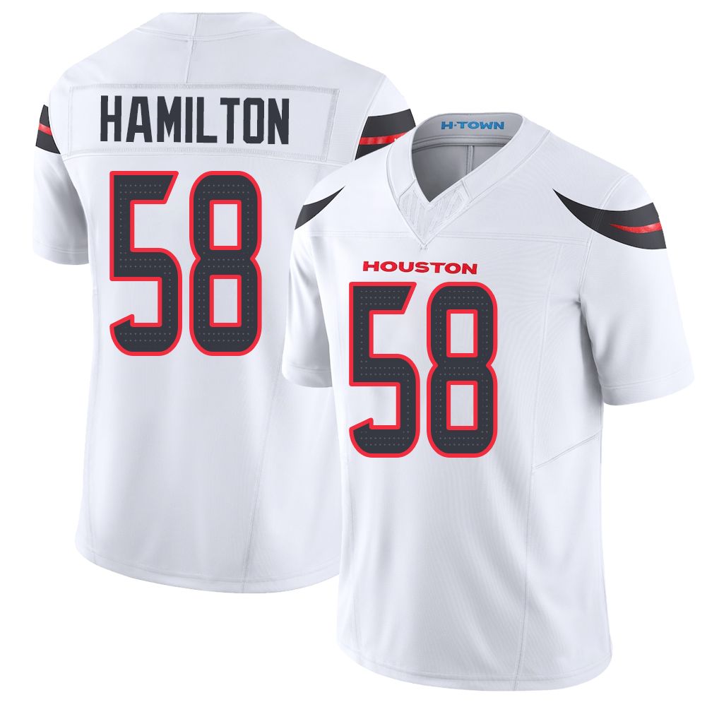 Houston #58 Hamilton Player Football V Neck Short Sleeve White Jersey Kyonte For Men Youth Women Gift