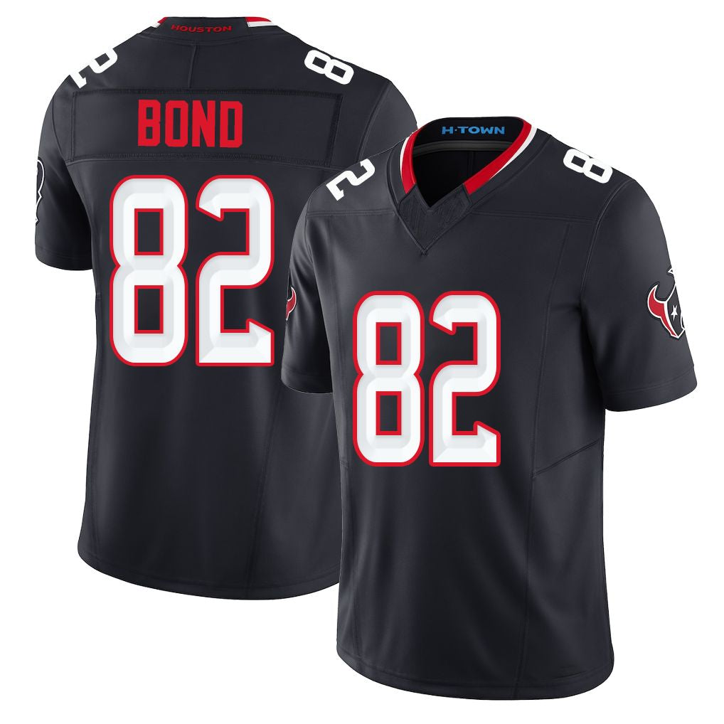 Houston #82 Bond Player Football V Neck Short Sleeve Navy Jersey Lewis For Men Youth Women Gift