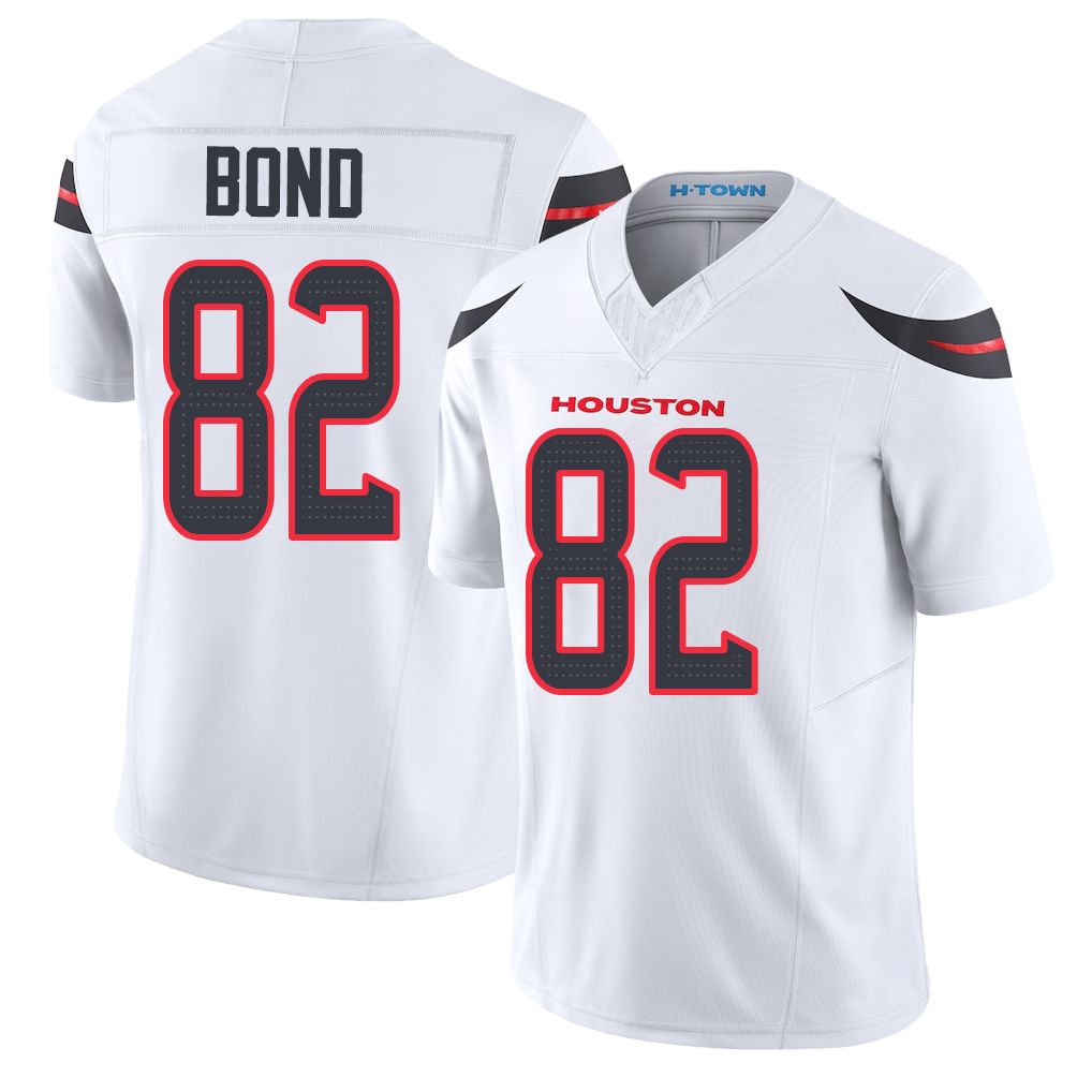 Houston #82 Bond Player Football V Neck Short Sleeve White Jersey Lewis For Men Youth Women Gift