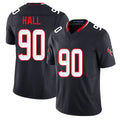 Houston #90 Hall Player Football V Neck Short Sleeve Navy Jersey Logan For Men Youth Women Gift
