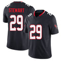 Houston #29 Stewart Player Football V Neck Short Sleeve Navy Jersey M.J. For Men Youth Women Gift