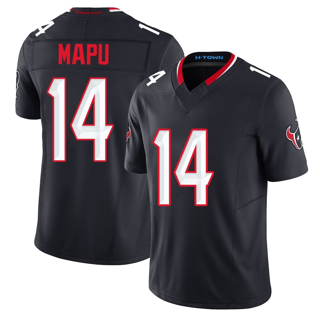 Houston #14 Mapu Player Football V Neck Short Sleeve Navy Jersey Marte For Men Youth Women Gift