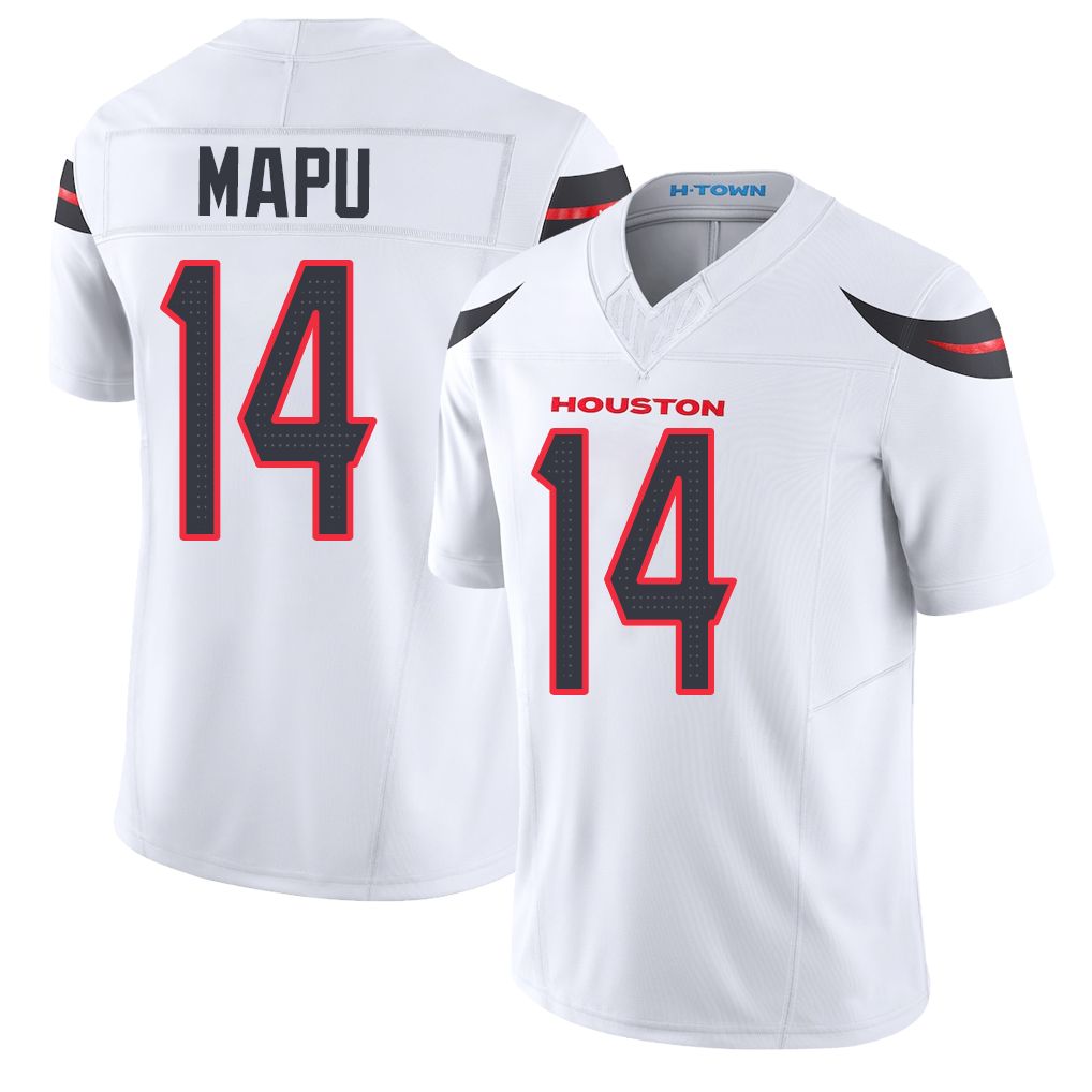 Houston #14 Mapu Player Football V Neck Short Sleeve White Jersey Marte For Men Youth Women Gift