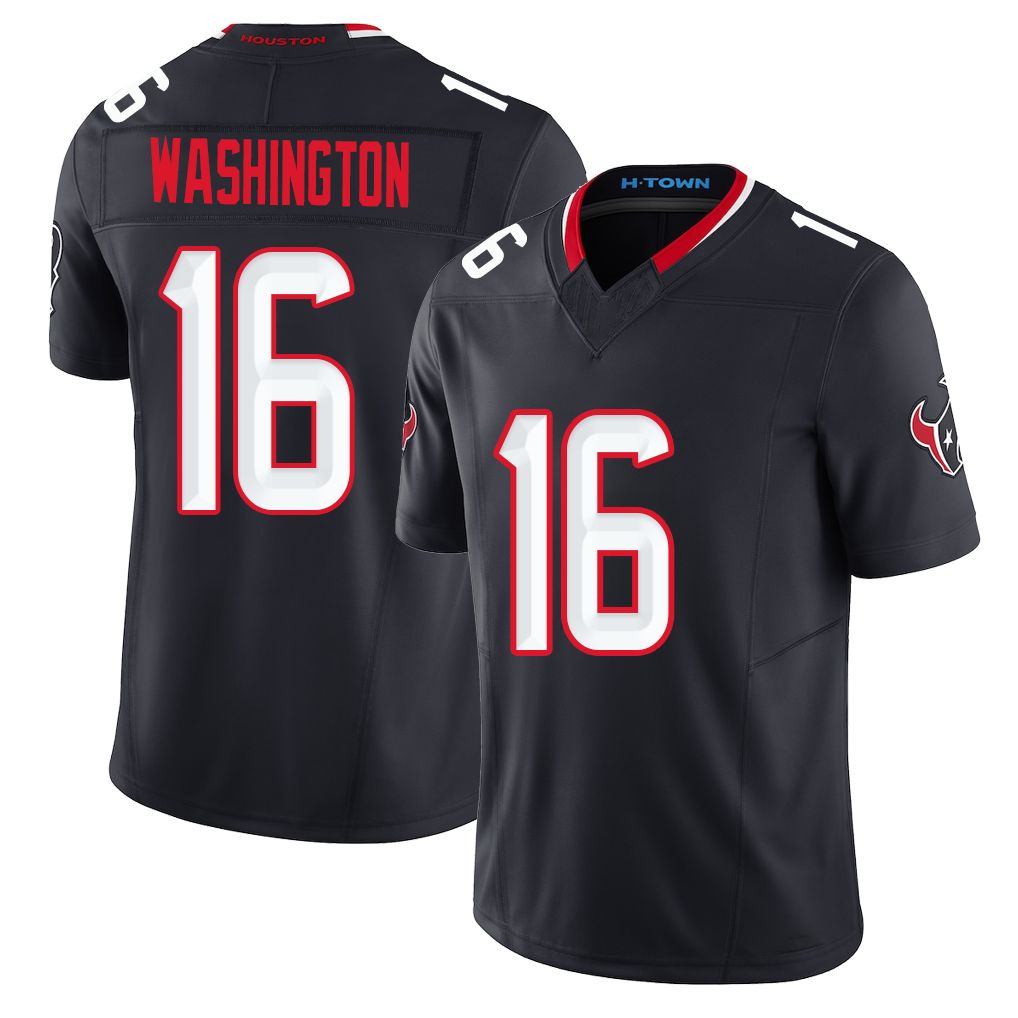 Houston #16 Washington Player Football V Neck Short Sleeve Navy Jersey Montrell For Men Youth Women Gift