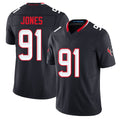 Houston #91 Jones Player Football V Neck Short Sleeve Navy Jersey Naquan For Men Youth Women Gift