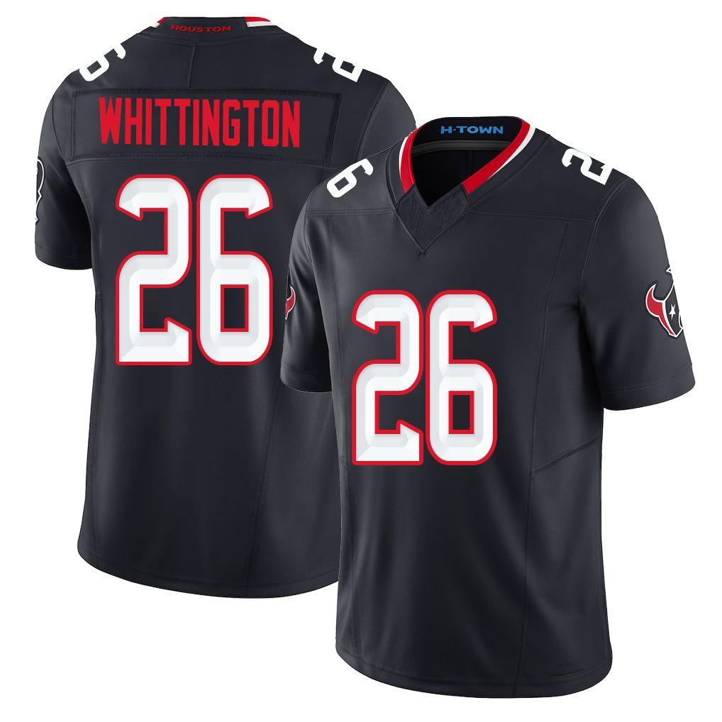 Houston #26 Whittington Player Football V Neck Short Sleeve Navy Jersey Noah For Men Youth Women Gift