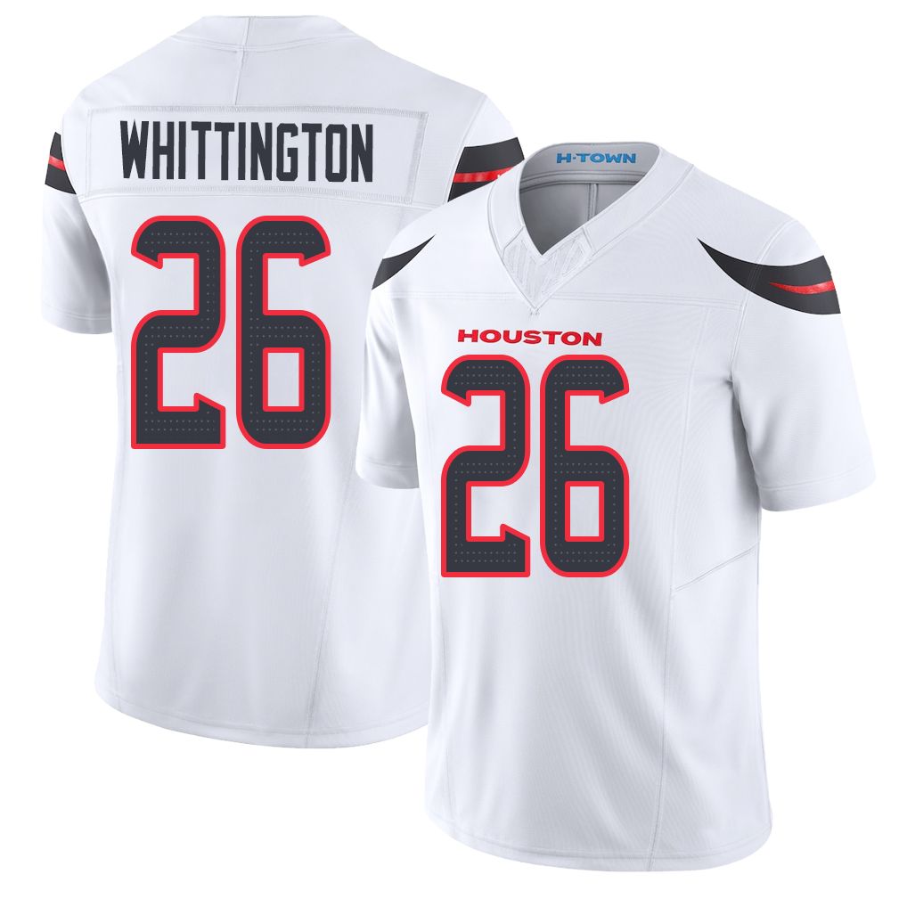Houston #26 Whittington Player Football V Neck Short Sleeve White Jersey Noah For Men Youth Women Gift