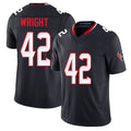 Houston #42 Wright Player Football V Neck Short Sleeve Navy Jersey Owen For Men Youth Women Gift