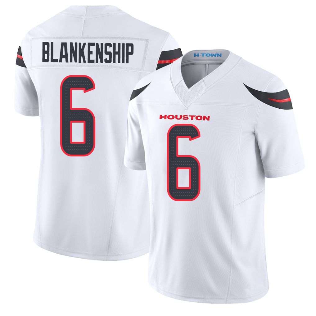 Houston #6 Blankenship Player Football V Neck Short Sleeve White Jersey Reed For Men Youth Women Gift