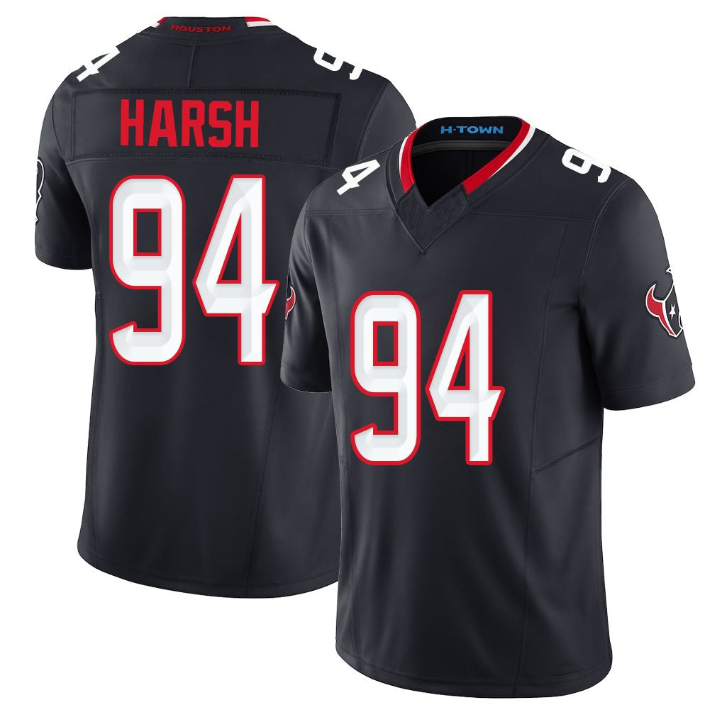Houston #94 Harsh Player Football V Neck Short Sleeve Navy Jersey Sabastian For Men Youth Women Gift