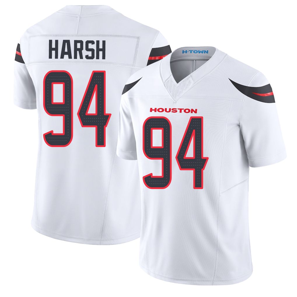 Houston #94 Harsh Player Football V Neck Short Sleeve White Jersey Sabastian For Men Youth Women Gift
