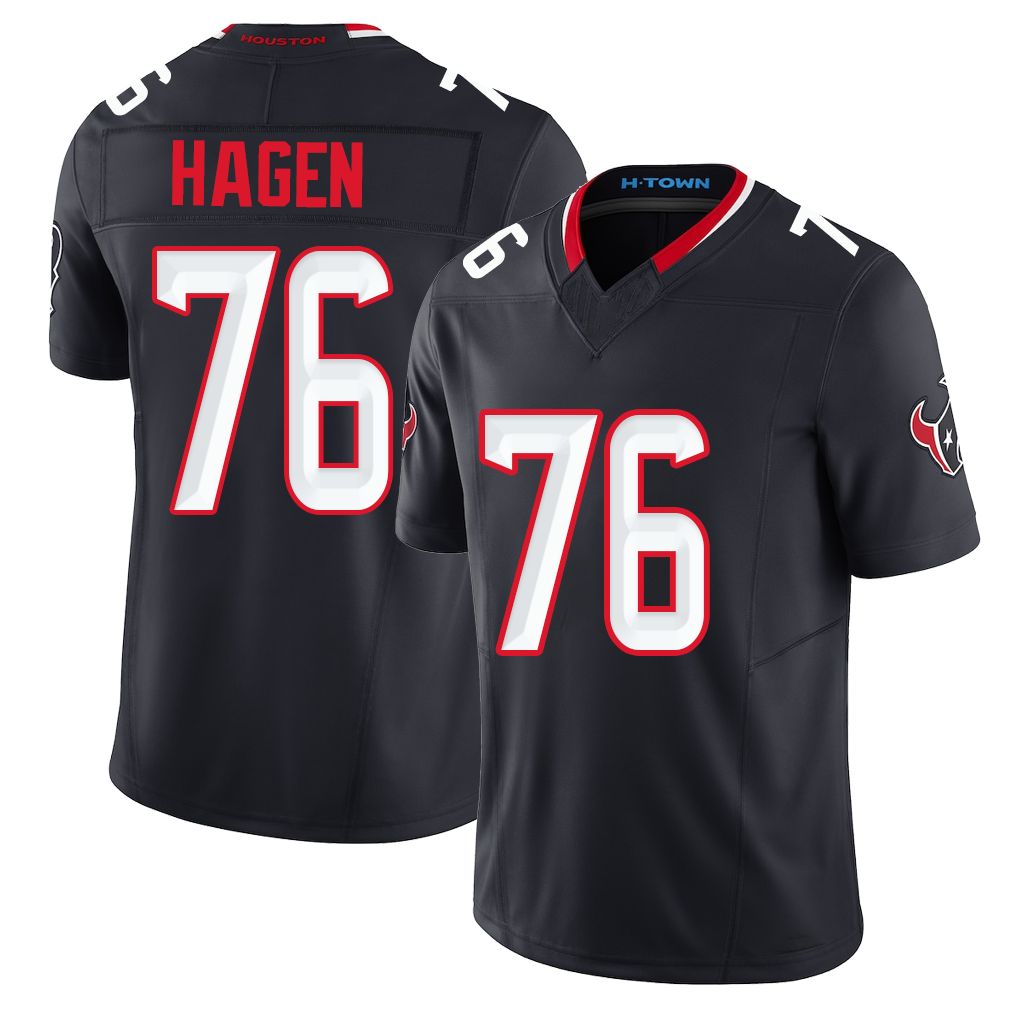 Houston #76 Hagen Player Football V Neck Short Sleeve Navy Jersey Sam For Men Youth Women Gift