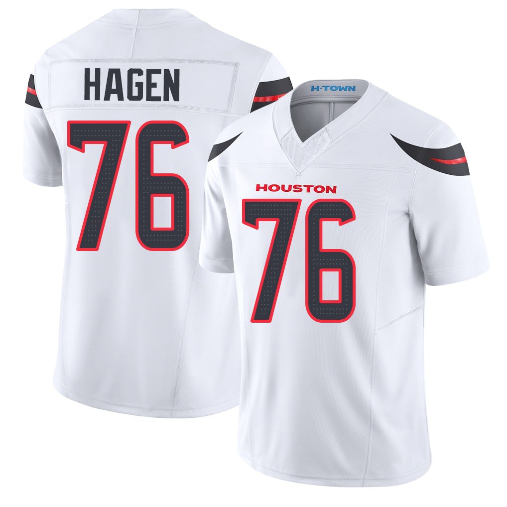 Houston #76 Hagen Player Football V Neck Short Sleeve White Jersey Sam For Men Youth Women Gift