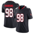 Houston #98 Rankins Player Football V Neck Short Sleeve Navy Jersey Sheldon For Men Youth Women Gift