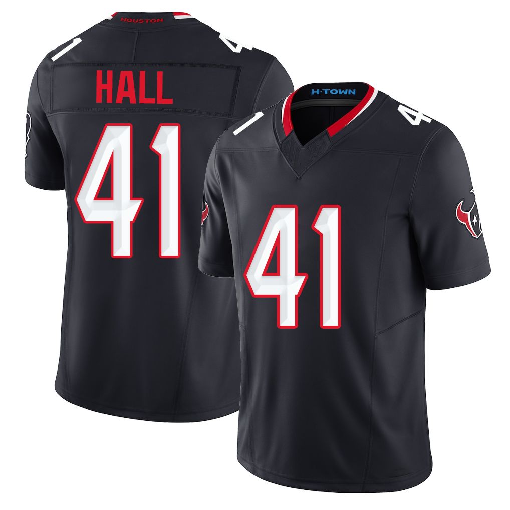 Houston #41 Hall Player Football V Neck Short Sleeve Navy Jersey Stephen For Men Youth Women Gift
