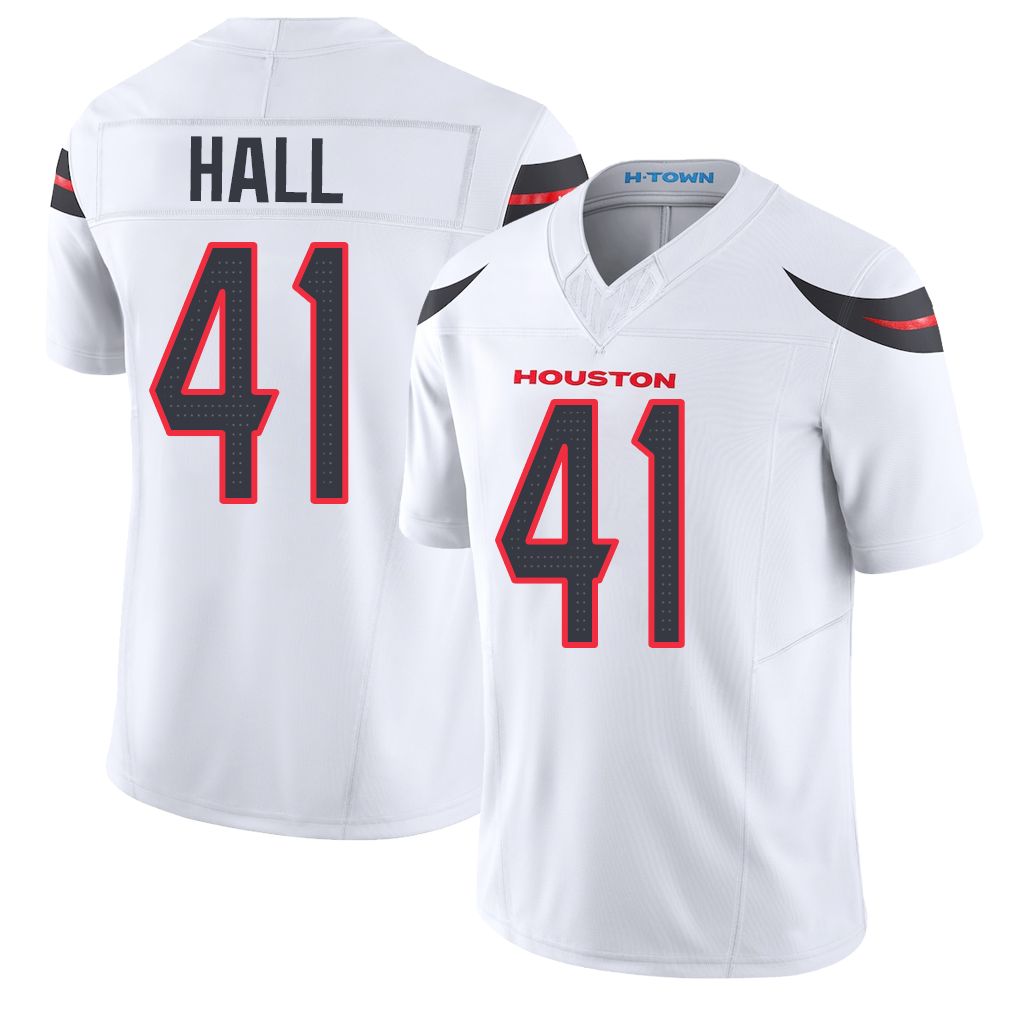Houston #41 Hall Player Football V Neck Short Sleeve White Jersey Stephen For Men Youth Women Gift