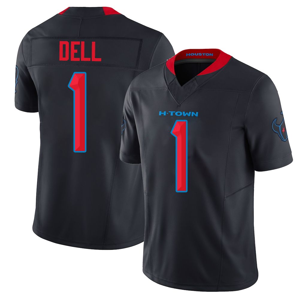 Houston #1 Dell Player Football V Neck Short Sleeve Jersey Navy Tank For Men Youth Women Gift