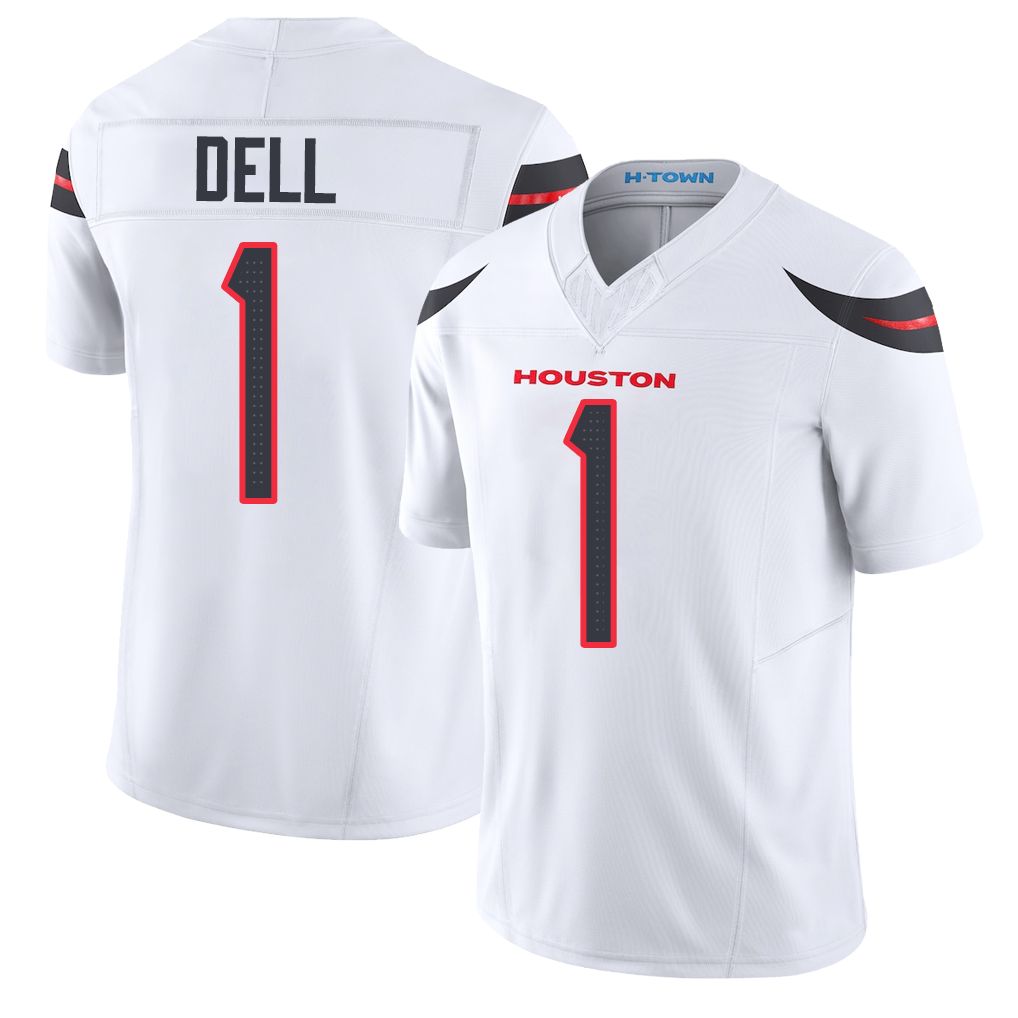 Houston #1 Dell Player Football V Neck Short Sleeve White Jersey Tank For Men Youth Women Gift