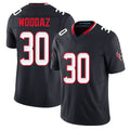 Houston #30 Woodaz Player Football V Neck Short Sleeve Navy Jersey Wade For Men Youth Women Gift