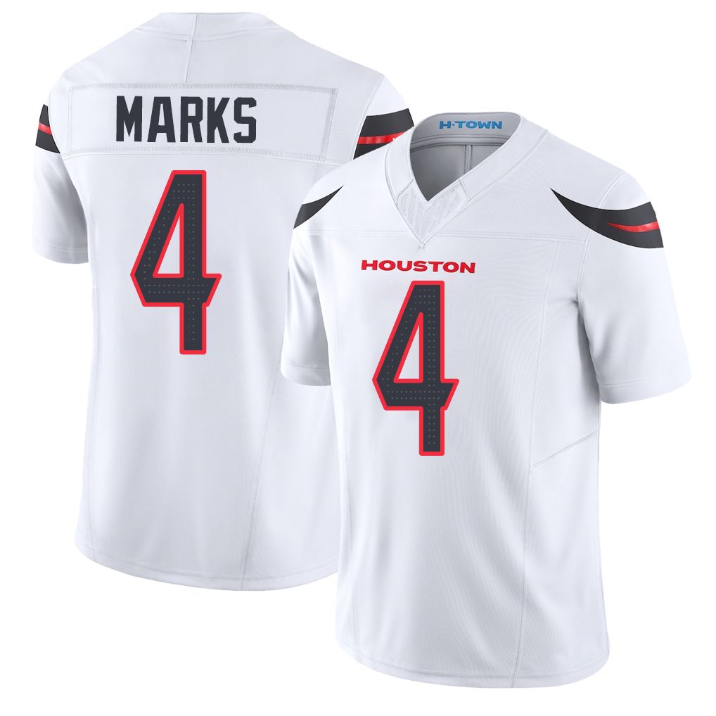Houston #4 Marks Player Football V Neck Short Sleeve White Jersey Woody For Men Youth Women Gift