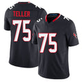 Houston #75 Teller Player Football V Neck Short Sleeve Navy Jersey Wyatt For Men Youth Women Gift