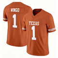 Texas #1 Wingo Player College Football V Neck Short Sleeve Orange Jersey Ryan For Men Youth Women