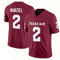 Texas A&M #2 Manziel Player College Football V Neck Short Sleeve Maroon Jersey Johnny For Men Youth Women