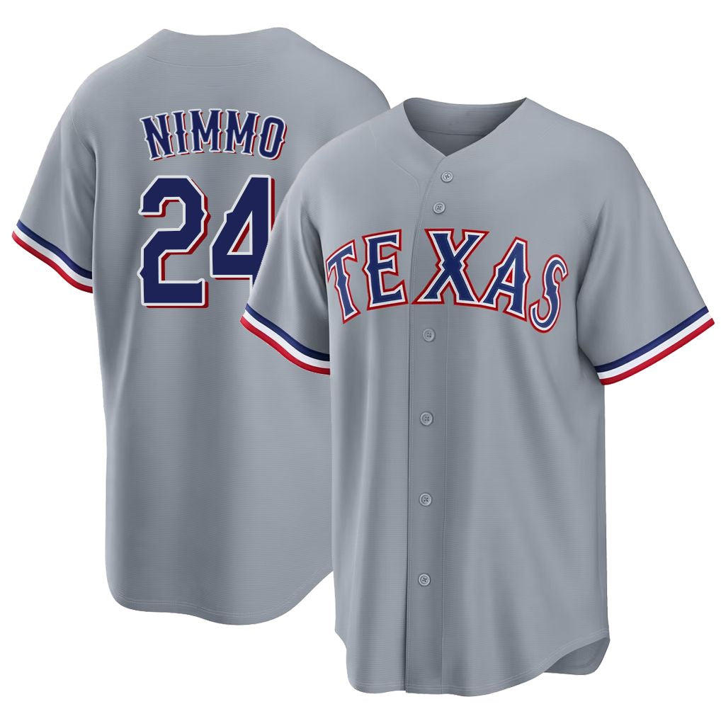 Texas #24 Nimmo Player Baseball Short Sleeve gray Jersey Brandon For Men Women Youth Gift