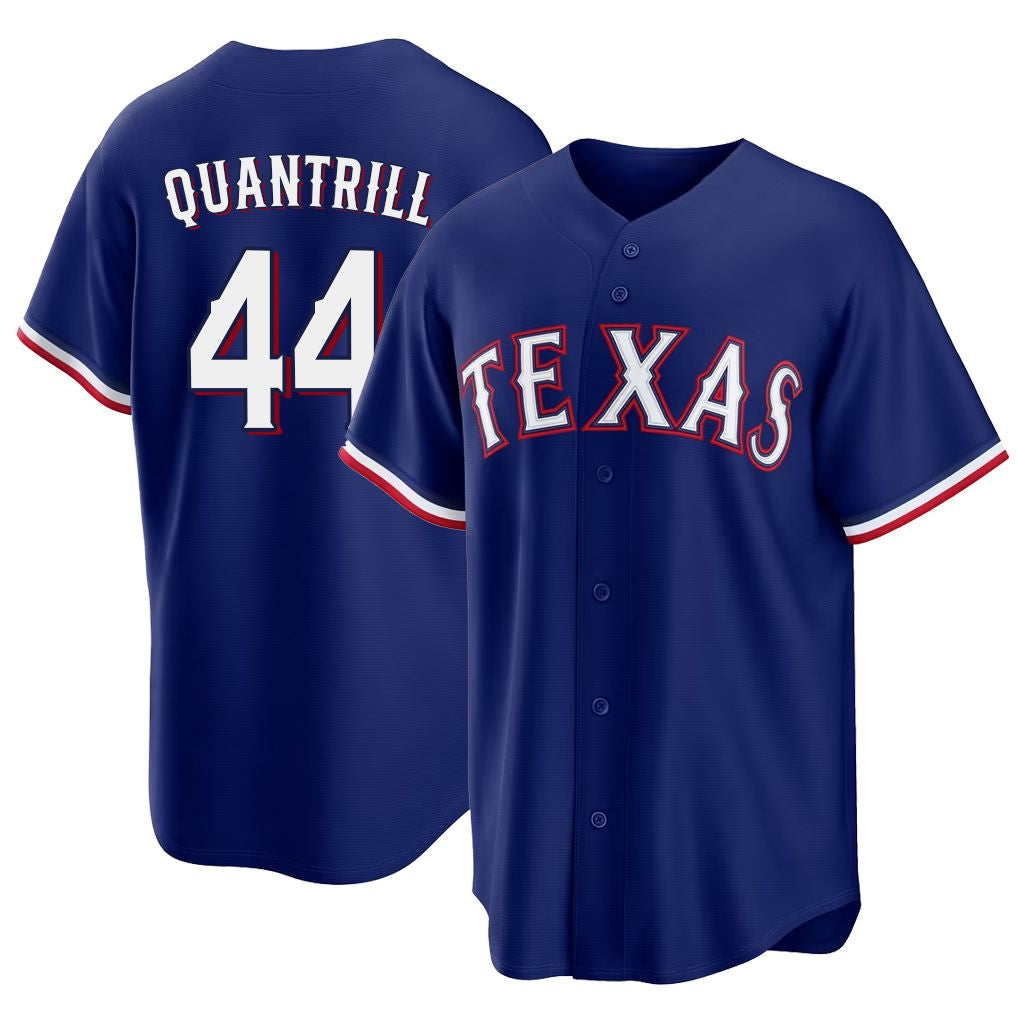 Texas #44 Quantrill Player Baseball Short Sleeve royal Jersey Cal For Men Women Youth Gift