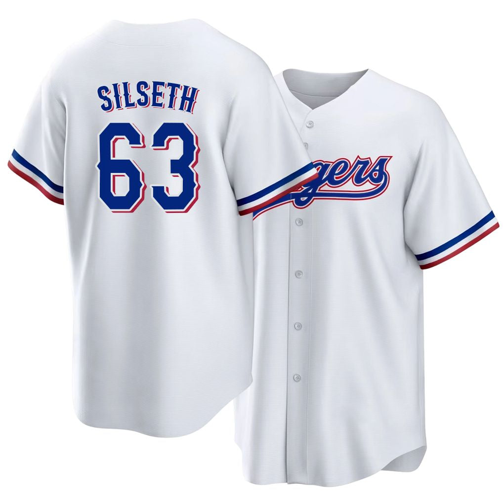 Texas #63 Silseth Player Baseball Short Sleeve white Jersey Chase For Men Women Youth Gift